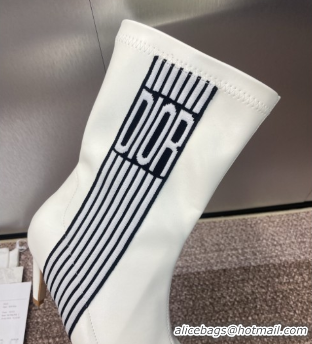 New Style Dior Optical-D Heel Ankle Boots 8cm with Graphique Motif in Calfskin White 0822054
