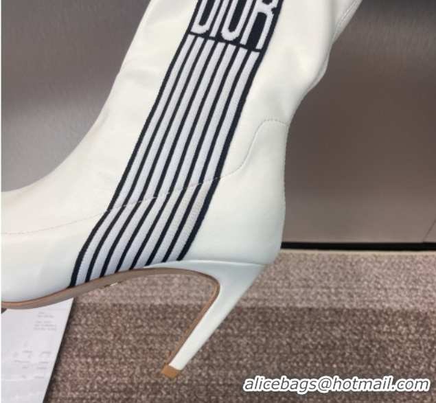 New Style Dior Optical-D Heel Ankle Boots 8cm with Graphique Motif in Calfskin White 0822054