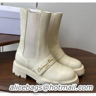 Best Grade Dior D-Quest Ankle Boots in Calfskin Leather White 0822056