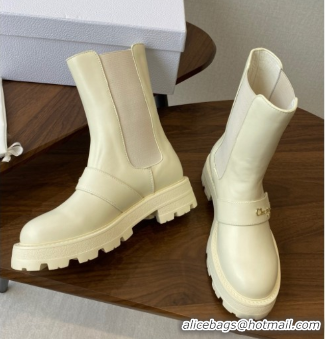 Best Grade Dior D-Quest Ankle Boots in Calfskin Leather White 0822056