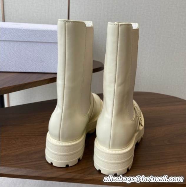 Best Grade Dior D-Quest Ankle Boots in Calfskin Leather White 0822056