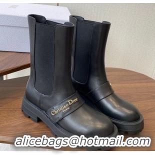 Elegant Dior D-Quest Ankle Boots in Calfskin Leather Black 0822057