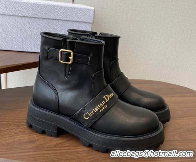 Best Price Dior D-Quest Ankle Boots in Calfskin Leather Black DR082102