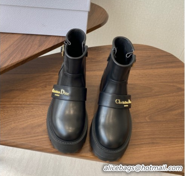 Best Price Dior D-Quest Ankle Boots in Calfskin Leather Black DR082102