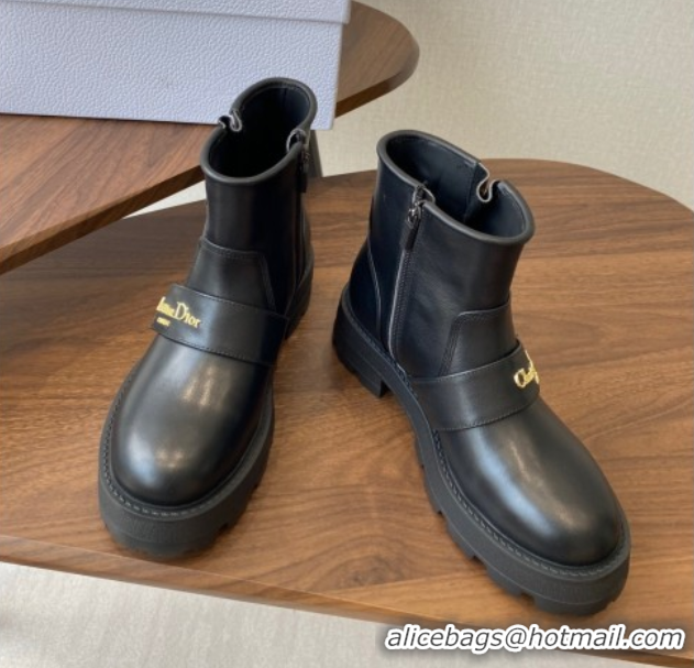 Best Price Dior D-Quest Ankle Boots in Calfskin Leather Black DR082102