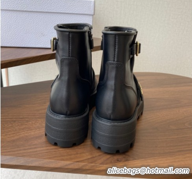 Best Price Dior D-Quest Ankle Boots in Calfskin Leather Black DR082102