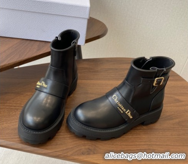 Best Price Dior D-Quest Ankle Boots in Calfskin Leather Black DR082102