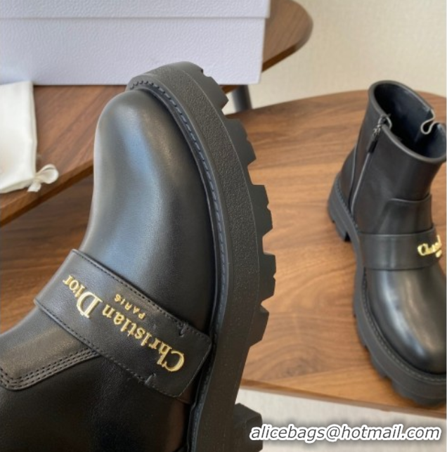 Best Price Dior D-Quest Ankle Boots in Calfskin Leather Black DR082102