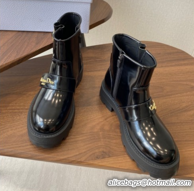 Durable Dior D-Quest Ankle Boots in Shiny Calfskin Black 2025 DR082102 0822059