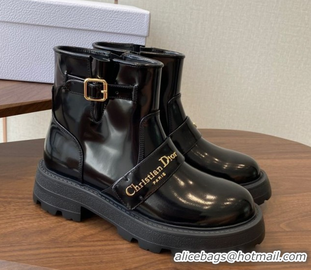 Durable Dior D-Quest Ankle Boots in Shiny Calfskin Black 2025 DR082102 0822059