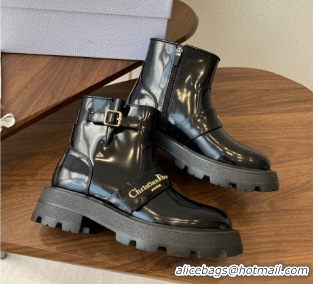 Durable Dior D-Quest Ankle Boots in Shiny Calfskin Black 2025 DR082102 0822059