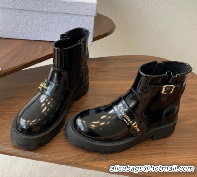 Durable Dior D-Quest Ankle Boots in Shiny Calfskin Black 2025 DR082102 0822059