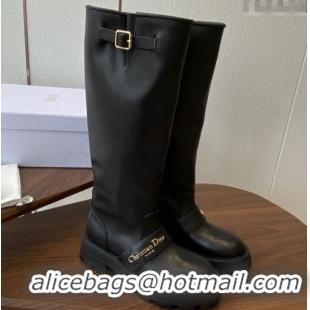 Top Quality Dior D-Quest High Boots in Calfskin Leather Black DR082102 5082206