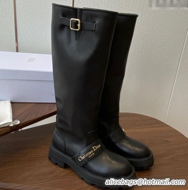 Top Quality Dior D-Quest High Boots in Calfskin Leather Black DR082102 5082206