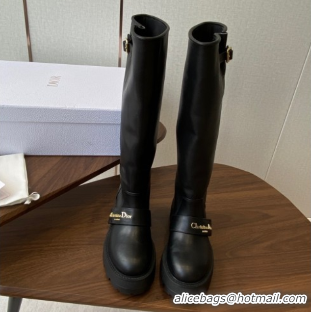 Top Quality Dior D-Quest High Boots in Calfskin Leather Black DR082102 5082206