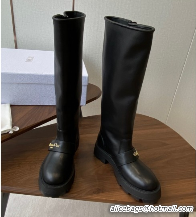 Top Quality Dior D-Quest High Boots in Calfskin Leather Black DR082102 5082206