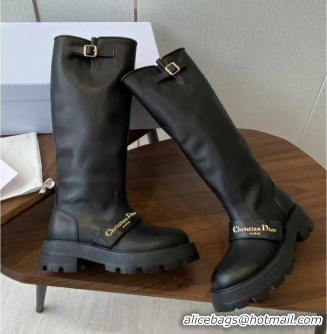 Top Quality Dior D-Quest High Boots in Calfskin Leather Black DR082102 5082206