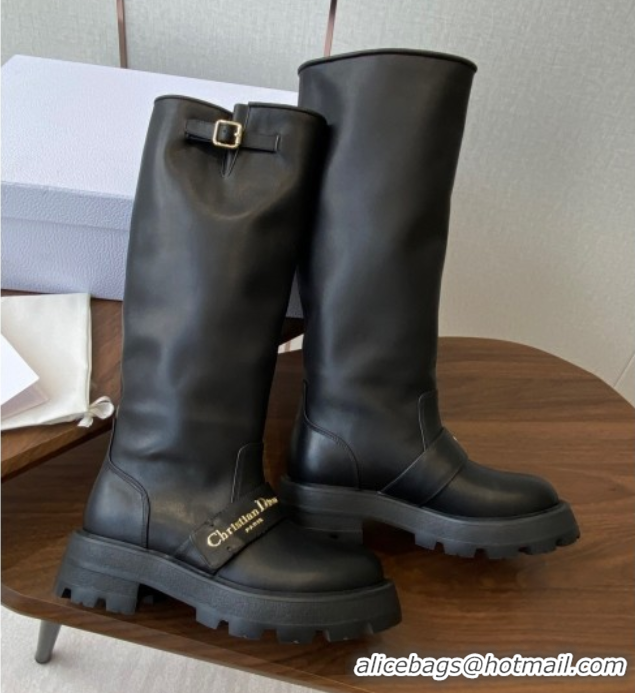 Top Quality Dior D-Quest High Boots in Calfskin Leather Black DR082102 5082206