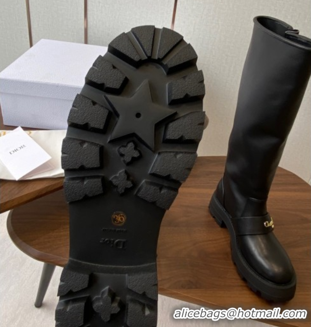 Top Quality Dior D-Quest High Boots in Calfskin Leather Black DR082102 5082206