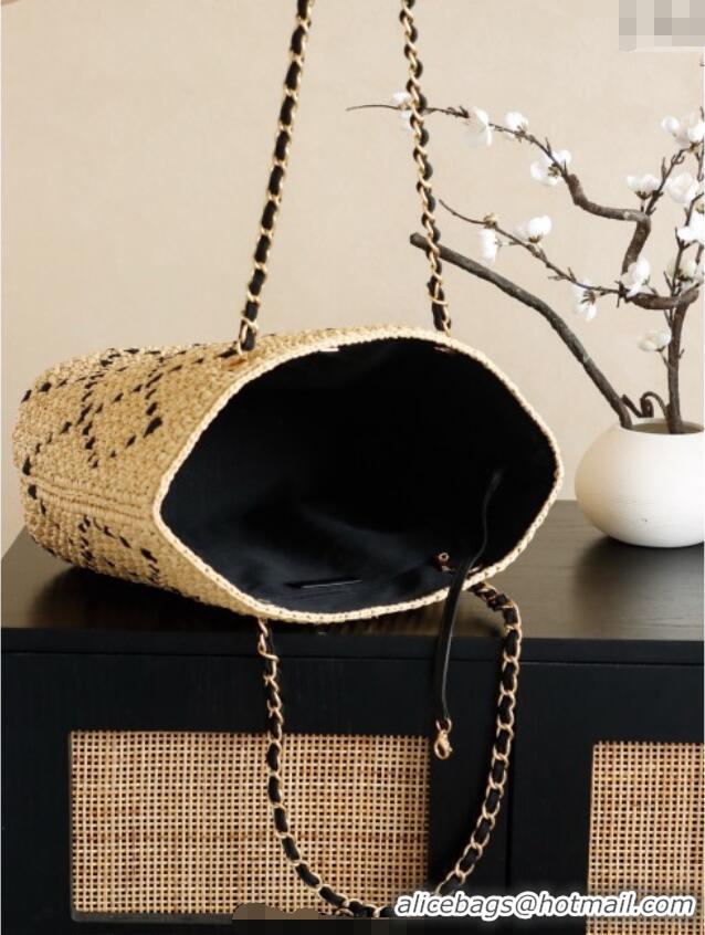 New Fashion Chanel Raffia Straw Large Shopping Bag CH101003 Beige/Black 2025