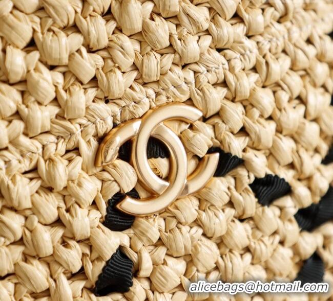 New Fashion Chanel Raffia Straw Large Shopping Bag CH101003 Beige/Black 2025