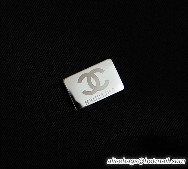 Top Quality Chanel Raffia Straw Small Shopping Bag CH101003 White/Black 2025