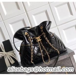 Luxury Classic Chanel Waxy Leather Shopping Bag CH1010 Black/Gold 2025