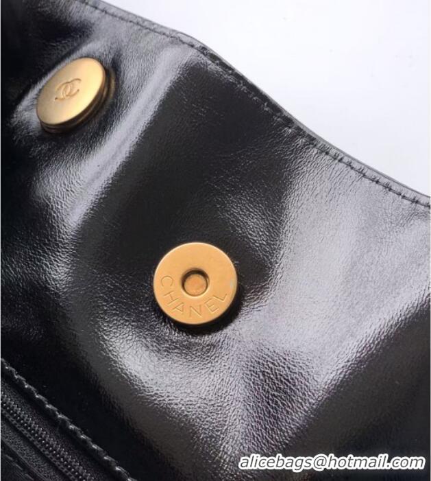 Luxury Classic Chanel Waxy Leather Shopping Bag CH1010 Black/Gold 2025