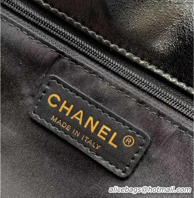 Luxury Classic Chanel Waxy Leather Shopping Bag CH1010 Black/Gold 2025