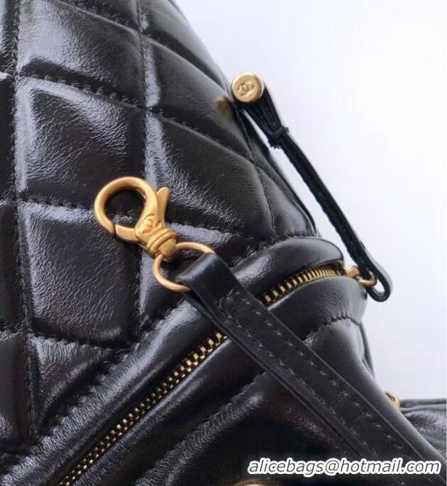 Luxury Classic Chanel Waxy Leather Shopping Bag CH1010 Black/Gold 2025