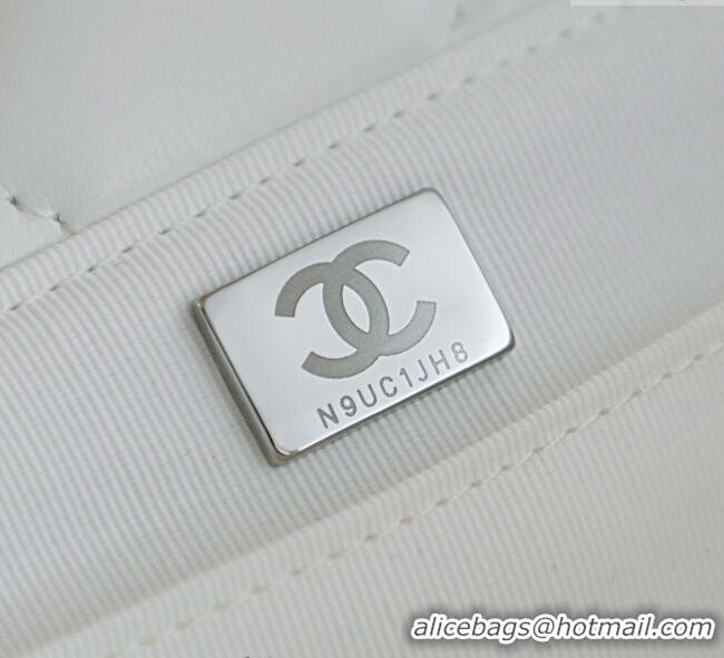 Buy Classic Chanel Raffia Straw and Calfskin Small Shopping Bag AS5951 White 2025