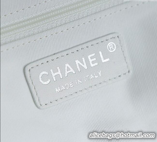 Buy Classic Chanel Raffia Straw and Calfskin Small Shopping Bag AS5951 White 2025