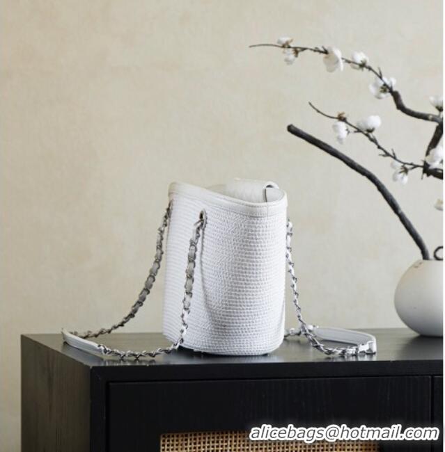Market Sells Chanel Raffia Straw and Calfskin Large Shopping Bag AS5951 White 2025