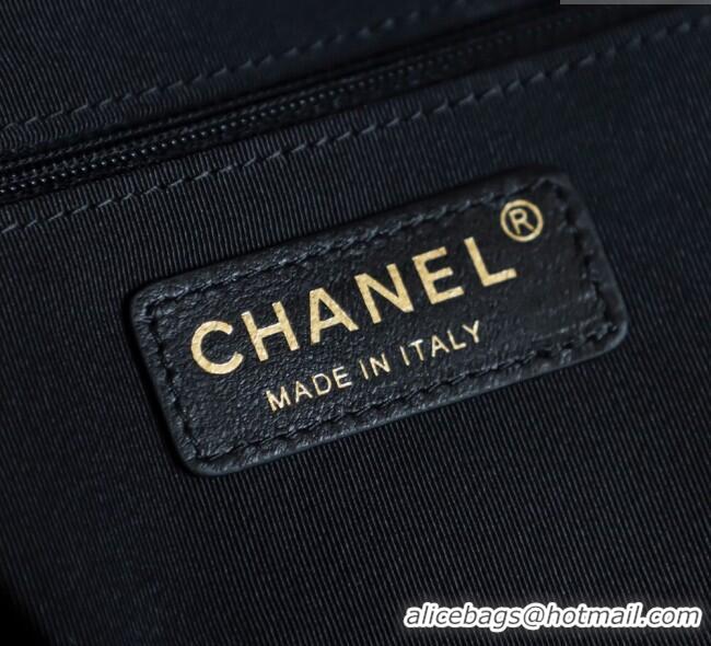 Modern Classic Chanel Raffia Straw and Calfskin Large Shopping Bag AS5951 Beige/Black 2025