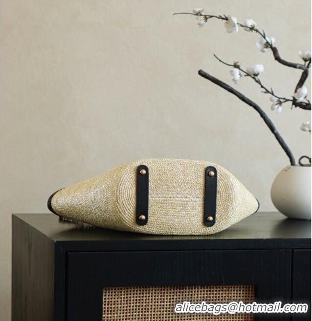 Modern Classic Chanel Raffia Straw and Calfskin Large Shopping Bag AS5951 Beige/Black 2025