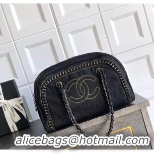Luxury Classic Chanel Denim Bowling Bag CH101004 Black/Silver 2025