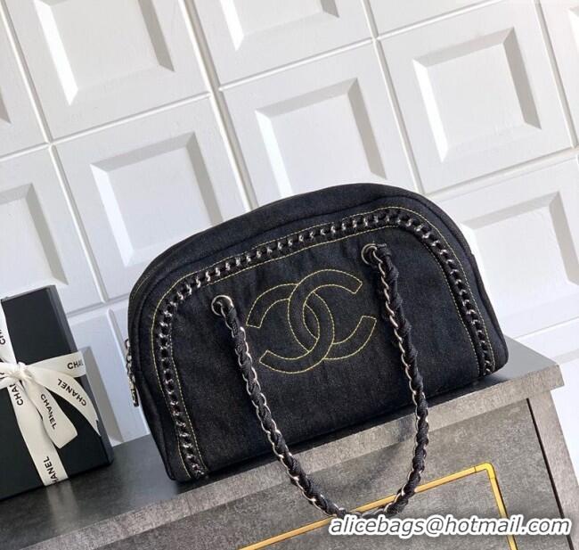 Luxury Classic Chanel Denim Bowling Bag CH101004 Black/Silver 2025