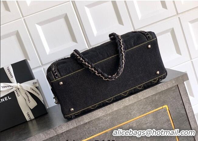 Luxury Classic Chanel Denim Bowling Bag CH101004 Black/Silver 2025