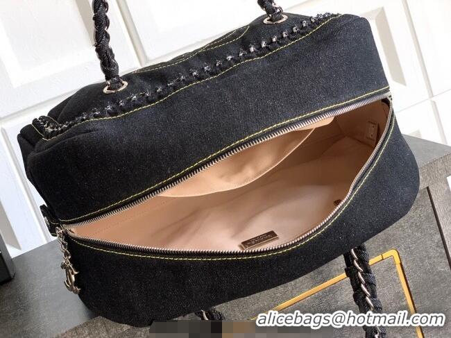 Luxury Classic Chanel Denim Bowling Bag CH101004 Black/Silver 2025