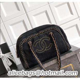 New Stylish Chanel Denim Bowling Bag CH101004 Black/Gold 2025