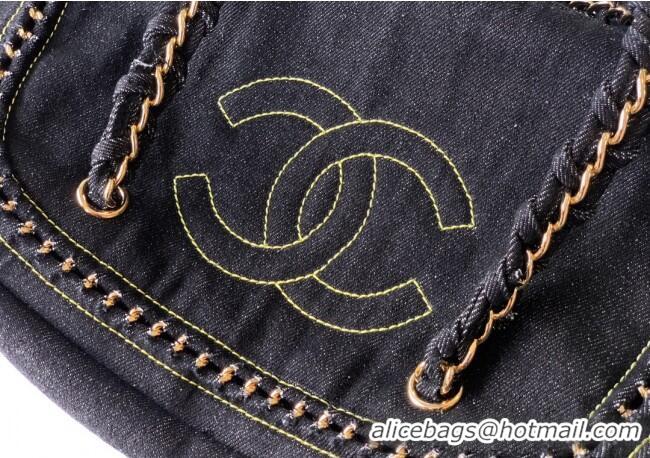 New Stylish Chanel Denim Bowling Bag CH101004 Black/Gold 2025