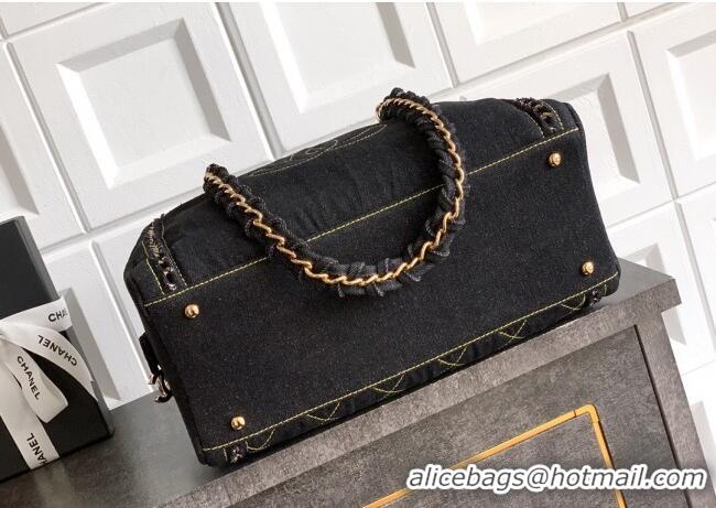 New Stylish Chanel Denim Bowling Bag CH101004 Black/Gold 2025