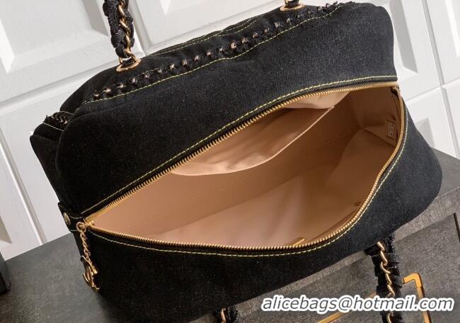 New Stylish Chanel Denim Bowling Bag CH101004 Black/Gold 2025