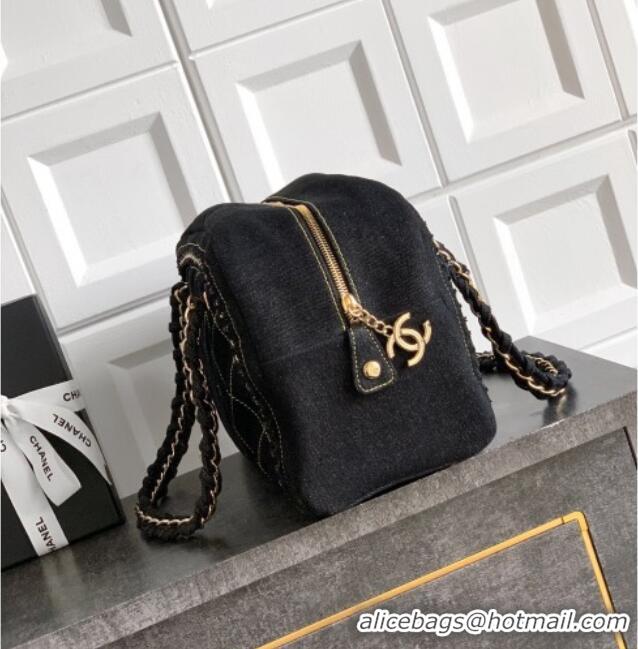 New Stylish Chanel Denim Bowling Bag CH101004 Black/Gold 2025