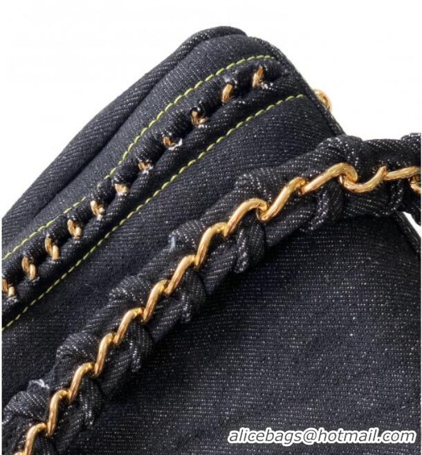 New Stylish Chanel Denim Bowling Bag CH101004 Black/Gold 2025