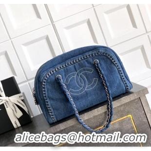 New Cheap Chanel Denim Bowling Bag CH101004 Blue/Silver 2025
