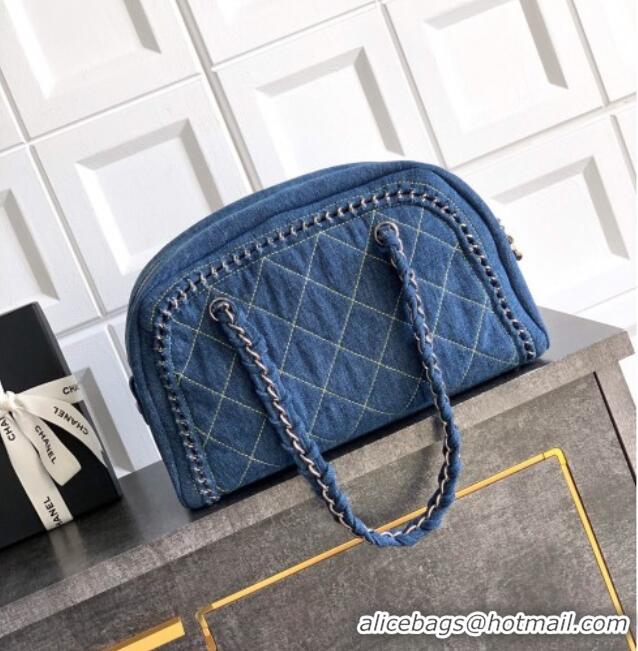 New Cheap Chanel Denim Bowling Bag CH101004 Blue/Silver 2025