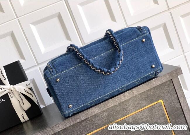 New Cheap Chanel Denim Bowling Bag CH101004 Blue/Silver 2025