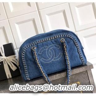 Spot Bulk Chanel Denim Bowling Bag CH101004 Blue/Gold 2025