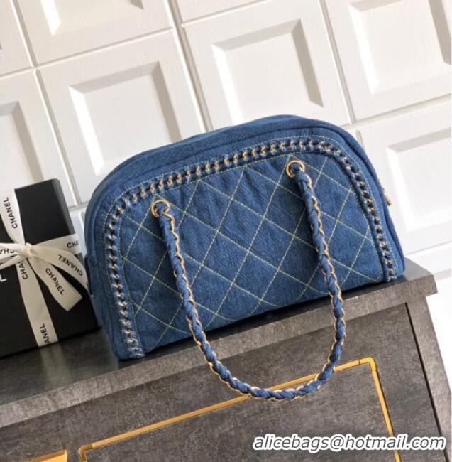 Spot Bulk Chanel Denim Bowling Bag CH101004 Blue/Gold 2025